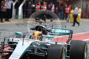 World © Octane Photographic Ltd. Formula 1 - Winter Test 1. Lewis Hamilton - Mercedes AMG Petronas F1 W08 EQ Energy+. Circuit de Barcelona-Catalunya. Tuesday 28th February2017. Digital Ref :1781LB1D8853