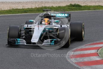 World © Octane Photographic Ltd. Formula 1 - Winter Test 1. Lewis Hamilton - Mercedes AMG Petronas F1 W08 EQ Energy+. Circuit de Barcelona-Catalunya. Tuesday 28th February 2017. Digital Ref : 1781LB1D8961