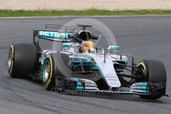 World © Octane Photographic Ltd. Formula 1 - Winter Test 1. Lewis Hamilton - Mercedes AMG Petronas F1 W08 EQ Energy+. Circuit de Barcelona-Catalunya. Tuesday 28th February 2017. Digital Ref : 1781LB1D9006