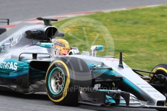 World © Octane Photographic Ltd. Formula 1 - Winter Test 1. Lewis Hamilton - Mercedes AMG Petronas F1 W08 EQ Energy+. Circuit de Barcelona-Catalunya. Tuesday 28th February 2017. Digital Ref : 1781LB1D9009