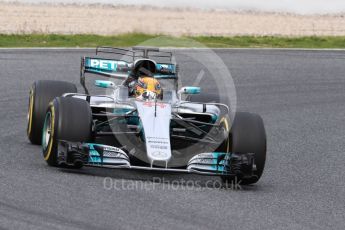 World © Octane Photographic Ltd. Formula 1 - Winter Test 1. Lewis Hamilton - Mercedes AMG Petronas F1 W08 EQ Energy+. Circuit de Barcelona-Catalunya. Tuesday 28th February 2017. Digital Ref :