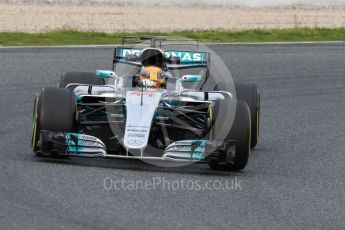 World © Octane Photographic Ltd. Formula 1 - Winter Test 1. Lewis Hamilton - Mercedes AMG Petronas F1 W08 EQ Energy+. Circuit de Barcelona-Catalunya. Tuesday 28th February 2017. Digital Ref :