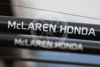 World © Octane Photographic Ltd. Formula 1 - Winter Test 1. McLaren Honda logo. Circuit de Barcelona-Catalunya. Tuesday 28th February 2017. Digital Ref : 1781LB1D9556