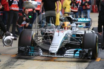 World © Octane Photographic Ltd. Formula 1 - Winter Test 1. Lewis Hamilton - Mercedes AMG Petronas F1 W08 EQ Energy+. Circuit de Barcelona-Catalunya. Tuesday 28th February2017. Digital Ref :1781LB5D7995