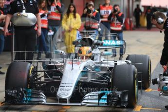 World © Octane Photographic Ltd. Formula 1 - Winter Test 1. Lewis Hamilton - Mercedes AMG Petronas F1 W08 EQ Energy+. Circuit de Barcelona-Catalunya. Tuesday 28th February2017. Digital Ref :1781LB5D8002