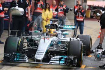 World © Octane Photographic Ltd. Formula 1 - Winter Test 1. Lewis Hamilton - Mercedes AMG Petronas F1 W08 EQ Energy+. Circuit de Barcelona-Catalunya. Tuesday 28th February2017. Digital Ref :1781LB5D8017