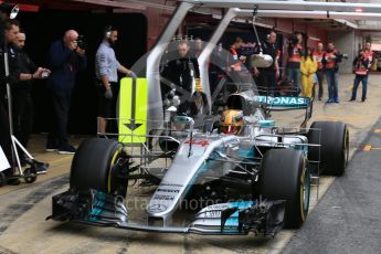 World © Octane Photographic Ltd. Formula 1 - Winter Test 1. Lewis Hamilton - Mercedes AMG Petronas F1 W08 EQ Energy+. Circuit de Barcelona-Catalunya. Tuesday 28th February2017. Digital Ref :1781LB5D8023