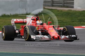 World © Octane Photographic Ltd. Formula 1 - Winter Test 1. Sebastian Vettel - Scuderia Ferrari SF70H. Circuit de Barcelona-Catalunya. Wednesday 1st March 2017. Digital Ref :1782CB1D7985