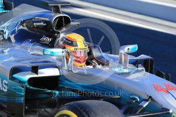 World © Octane Photographic Ltd. Formula 1 - Winter Test 1. Lewis Hamilton - Mercedes AMG Petronas F1 W08 EQ Energy+. Circuit de Barcelona-Catalunya. Wednesday 1st March 2017. Digital Ref :1782CB1D8312