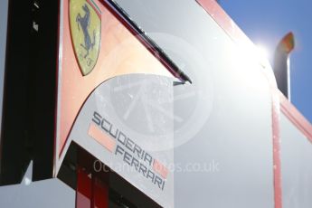 World © Octane Photographic Ltd. Formula 1 - Winter Test 1. Scuderia Ferrari logo in the sun. Circuit de Barcelona-Catalunya. Wednesday 1st March 2017. Digital Ref :1782CB1D8584