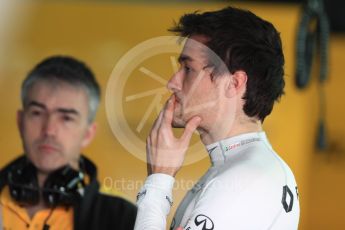 World © Octane Photographic Ltd. Formula 1 - Winter Test 1. Nick Chester – Chassis Technical Director of Renault Sport F1 Team talks with Jolyon Palmer. Circuit de Barcelona-Catalunya. Wednesday 1st March 2017. Digital Ref : 1782LB1D0036