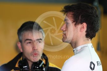 World © Octane Photographic Ltd. Formula 1 - Winter Test 1. Nick Chester – Chassis Technical Director of Renault Sport F1 Team talks with Jolyon Palmer. Circuit de Barcelona-Catalunya. Wednesday 1st March 2017. Digital Ref : 1782LB1D0049