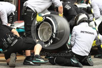 World © Octane Photographic Ltd. Formula 1 - Winter Test 1. Tyres of Mercedes AMG Petronas F1 W08 EQ Energy+. Circuit de Barcelona-Catalunya. Wednesday 1st March 2017. Digital Ref : 1782LB1D0146