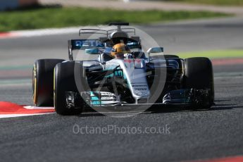 World © Octane Photographic Ltd. Formula 1 - Winter Test 1. Lewis Hamilton - Mercedes AMG Petronas F1 W08 EQ Energy+. Circuit de Barcelona-Catalunya. Wednesday 1st March 2017. Digital Ref :1782LB1D0194