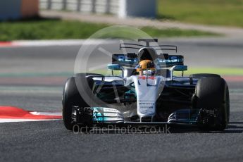 World © Octane Photographic Ltd. Formula 1 - Winter Test 1. Lewis Hamilton - Mercedes AMG Petronas F1 W08 EQ Energy+. Circuit de Barcelona-Catalunya. Wednesday 1st March 2017. Digital Ref :1782LB1D0271