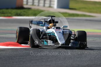 World © Octane Photographic Ltd. Formula 1 - Winter Test 1. Lewis Hamilton - Mercedes AMG Petronas F1 W08 EQ Energy+. Circuit de Barcelona-Catalunya. Wednesday 1st March 2017. Digital Ref :1782LB1D0296