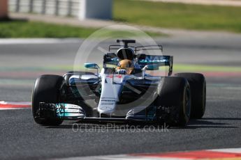 World © Octane Photographic Ltd. Formula 1 - Winter Test 1. Lewis Hamilton - Mercedes AMG Petronas F1 W08 EQ Energy+. Circuit de Barcelona-Catalunya. Wednesday 1st March 2017. Digital Ref :1782LB1D0423