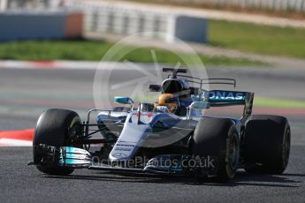 World © Octane Photographic Ltd. Formula 1 - Winter Test 1. Lewis Hamilton - Mercedes AMG Petronas F1 W08 EQ Energy+. Circuit de Barcelona-Catalunya. Wednesday 1st March 2017. Digital Ref :1782LB1D0447