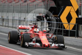 World © Octane Photographic Ltd. Formula 1 - Winter Test 1. Sebastian Vettel - Scuderia Ferrari SF70H. Circuit de Barcelona-Catalunya. Wednesday 1st March 2017. Digital Ref : 1782LB1D9620