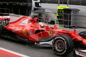 World © Octane Photographic Ltd. Formula 1 - Winter Test 1. Sebastian Vettel - Scuderia Ferrari SF70H. Circuit de Barcelona-Catalunya. Wednesday 1st March 2017. Digital Ref : 1782LB5D8404