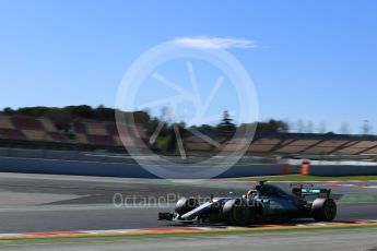World © Octane Photographic Ltd. Formula 1 - Winter Test 1. Lewis Hamilton - Mercedes AMG Petronas F1 W08 EQ Energy+. Circuit de Barcelona-Catalunya. Wednesday 1st March 2017. Digital Ref :1782LB5D8665