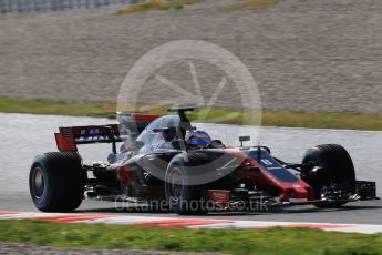 World © Octane Photographic Ltd. Formula 1 - Winter Test 1. Romain Grosjean - Haas F1 Team VF-17. Circuit de Barcelona-Catalunya. Thursday 2nd March 2017. Digital Ref :1783CB1D0072