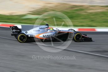 World © Octane Photographic Ltd. Formula 1 - Winter Test 1. Sergio Perez - Sahara Force India VJM10. Circuit de Barcelona-Catalunya. Thursday 2nd March 2017. Digital Ref : 1783CB1D4680