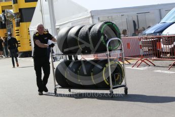 World © Octane Photographic Ltd. Formula 1 - Winter Test 1. Renault Sport F1 Team R.S.17 wheels and Pirelli tyres. Circuit de Barcelona-Catalunya. Thursday 2nd March 2017. Digital Ref :1783CB1D4687