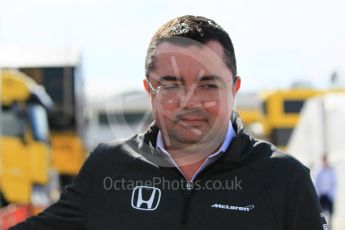 World © Octane Photographic Ltd. Formula 1 - Winter Test 1. Eric Boullier - McLaren Honda Racing Director. Circuit de Barcelona-Catalunya. Thursday 2nd March 2017. Digital Ref :1783CB1D4696