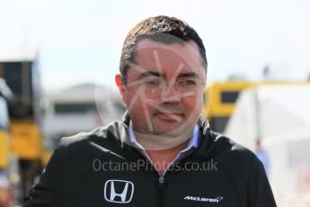 World © Octane Photographic Ltd. Formula 1 - Winter Test 1. Eric Boullier - McLaren Honda Racing Director. Circuit de Barcelona-Catalunya. Thursday 2nd March 2017. Digital Ref :1783CB1D4697