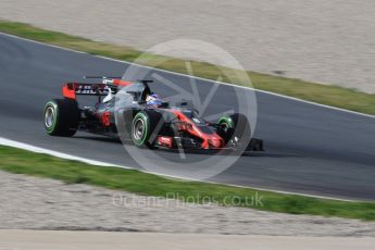 World © Octane Photographic Ltd. Formula 1 - Winter Test 1. Romain Grosjean - Haas F1 Team VF-17. Circuit de Barcelona-Catalunya. Thursday 2nd March 2017. Digital Ref :1783CB1D9586