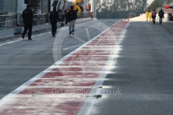World © Octane Photographic Ltd. Formula 1 - Winter Test 1. Damp pit lane. Circuit de Barcelona-Catalunya. Thursday 2nd March 2017. Digital Ref : 1783LB1D0988