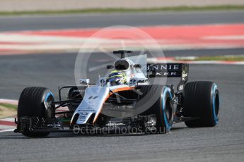 World © Octane Photographic Ltd. Formula 1 - Winter Test 1. Sergio Perez - Sahara Force India VJM10. Circuit de Barcelona-Catalunya. Thursday 2nd March 2017. Digital Ref : 1783LB1D1367