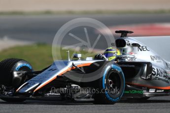 World © Octane Photographic Ltd. Formula 1 - Winter Test 1. Sergio Perez - Sahara Force India VJM10. Circuit de Barcelona-Catalunya. Thursday 2nd March 2017. Digital Ref : 1783LB1D1561