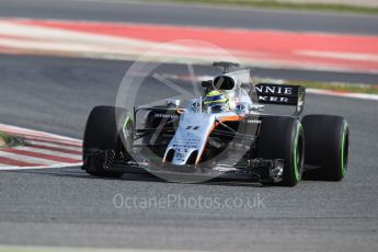 World © Octane Photographic Ltd. Formula 1 - Winter Test 1. Sergio Perez - Sahara Force India VJM10. Circuit de Barcelona-Catalunya. Thursday 2nd March 2017. Digital Ref : 1783LB1D1687