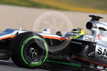 World © Octane Photographic Ltd. Formula 1 - Winter Test 1. Sergio Perez - Sahara Force India VJM10. Circuit de Barcelona-Catalunya. Thursday 2nd March 2017. Digital Ref : 1783LB1D1693