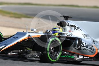 World © Octane Photographic Ltd. Formula 1 - Winter Test 1. Sergio Perez - Sahara Force India VJM10. Circuit de Barcelona-Catalunya. Thursday 2nd March 2017. Digital Ref : 1783LB1D1745