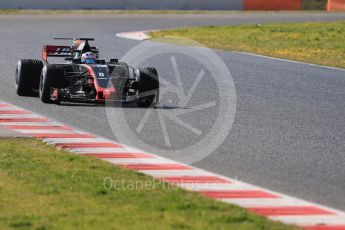 World © Octane Photographic Ltd. Formula 1 - Winter Test 1. Romain Grosjean - Haas F1 Team VF-17. Circuit de Barcelona-Catalunya. Thursday 2nd March 2017. Digital Ref : 1783LB1D1977