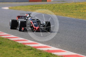 World © Octane Photographic Ltd. Formula 1 - Winter Test 1. Romain Grosjean - Haas F1 Team VF-17. Circuit de Barcelona-Catalunya. Thursday 2nd March 2017. Digital Ref :1783LB1D2056