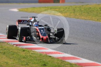 World © Octane Photographic Ltd. Formula 1 - Winter Test 1. Romain Grosjean - Haas F1 Team VF-17. Circuit de Barcelona-Catalunya. Thursday 2nd March 2017. Digital Ref :1783LB1D2232