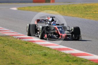 World © Octane Photographic Ltd. Formula 1 - Winter Test 1. Romain Grosjean - Haas F1 Team VF-17. Circuit de Barcelona-Catalunya. Thursday 2nd March 2017. Digital Ref :1783LB1D2270