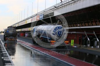 World © Octane Photographic Ltd. Formula 1 - Winter Test 1. Setting up for the wet track testing - The bowsers giving the pit lane a soak. Circuit de Barcelona-Catalunya. Thursday 2nd March 2017. Digital Ref : 1783LB5D8831