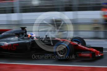 World © Octane Photographic Ltd. Formula 1 - Winter Test 1. Romain Grosjean - Haas F1 Team VF-17. Circuit de Barcelona-Catalunya. Thursday 2nd March 2017. Digital Ref : 1783LB5D8915