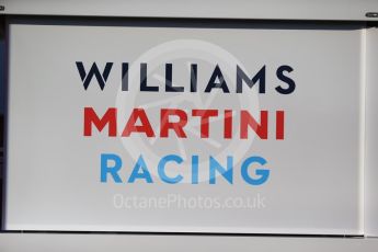 World © Octane Photographic Ltd. Williams Martini Racing logo, Circuit de Barcelona-Catalunya. Sunday 26th February 2017. Digital Ref : 1778CB1D5715