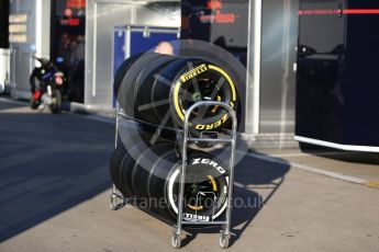World © Octane Photographic Ltd. Renault Sport F1 Team new 2017 spec wheels and Pirelli tyres, Circuit de Barcelona-Catalunya. Sunday 26th February 2017. Digital Ref : 1778CB1D5733