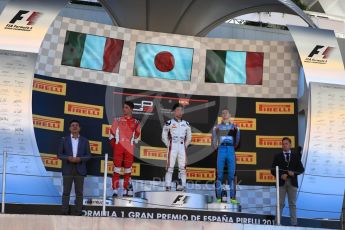 World © Octane Photographic Ltd. GP3 - Race 1. Nirei Fukuzumi - ART Grand Prix (1st), Leonardo Pulcini - Arden International (2nd) and Allessio Lorando – Jenzer Motorsport (3rd). Circuit de Barcelona - Catalunya, Spain. Saturday 13th May 2017. Digital Ref: 1820LB1D2661