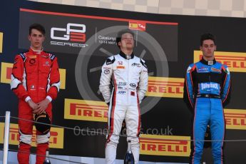 World © Octane Photographic Ltd. GP3 - Race 1. Nirei Fukuzumi - ART Grand Prix (1st), Leonardo Pulcini - Arden International (2nd) and Allessio Lorando – Jenzer Motorsport (3rd). Circuit de Barcelona - Catalunya, Spain. Saturday 13th May 2017. Digital Ref: 1820LB1D2675