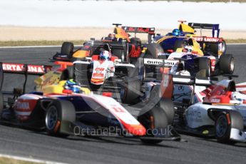 World © Octane Photographic Ltd. GP3 - Race 2. Tight midfield racing in turn 5. Circuit de Barcelona - Catalunya, Spain. Sunday 14th May 2017. Digital Ref:1821LB1D2859