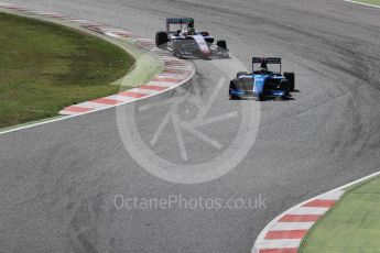 World © Octane Photographic Ltd. GP3 - Race 2. Arjun Maini – Jenzer Motorsport and Dorian Boccolacci – Trident. Circuit de Barcelona - Catalunya, Spain. Sunday 14th May 2017. Digital Ref:1821LB1D2903