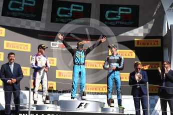 World © Octane Photographic Ltd. GP3 - Race 2. Arjun Maini (1st) – Jenzer Motorsport, Dorian Boccolacci (2nd) – Trident and Allessio Lorando (3rd) – Jenzer Motorsport. Circuit de Barcelona - Catalunya, Spain. Sunday 14th May 2017. Digital Ref:1821LB1D3083